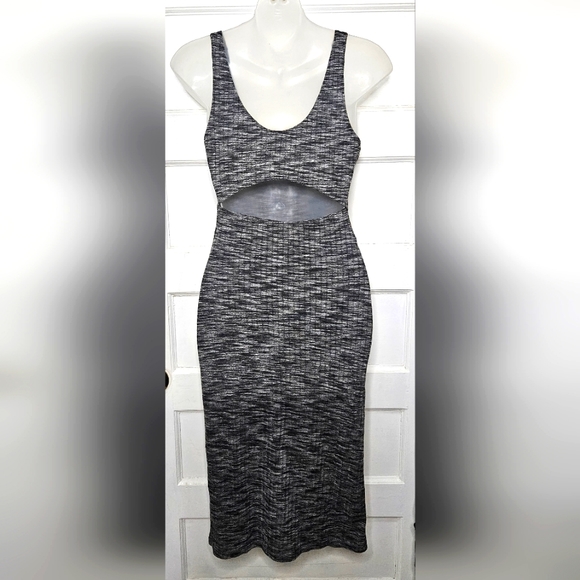 Express Midi Heather Grey Bodycon with Cut in Back Sz Xs - Picture 5 of 7
